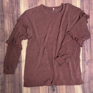 Rose Ruffle Sleeve Sweater